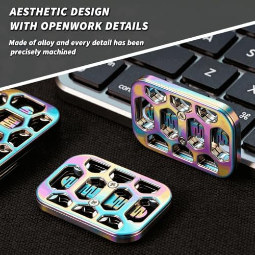 Fidget Toys Adults Openwork Design Metal Fidget Slider EDC Fidget Toys Adults Decompression Desk Toys to Relief Anxiety and Stress for ADD, ADHD & Autism (Vibrant Colors)