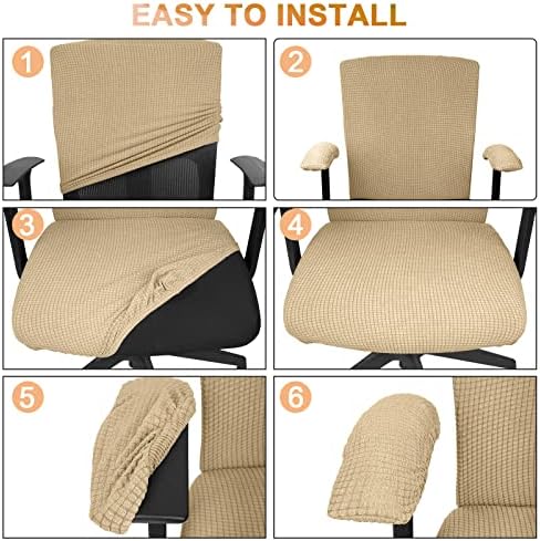 Tallew 4 Pcs Office Chair Covers Stretchable Armrest Seat,XL,Camel