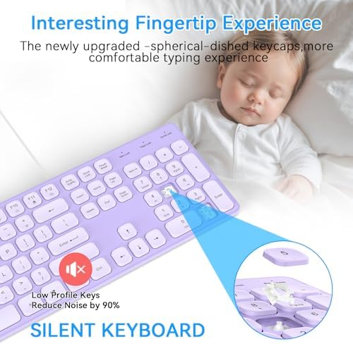 USB Wired Keyboard for window,Comfortable Quiet Chocolate Keys, Durable Ultra-Slim Wired Computer Keyboard(QWERTY) for PC, Windows 11/10/8/7/XP/Vista KB1430 (KB435 Purple, Wired Keyboard For Windows)