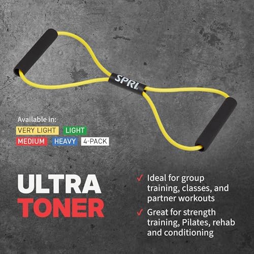SPRI Ultra Toner Figure 8 Resistance Band with Padded Handles Great for Stretch, Exercise, Fitness Training, Yoga, Resistance Weights, Therapy, Gym or Home Workout Equipment.