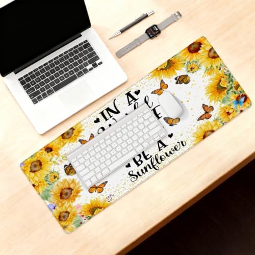 Sunflower Large Mouse Pad Non-Slip Rubber Long Gaming Desk Mat