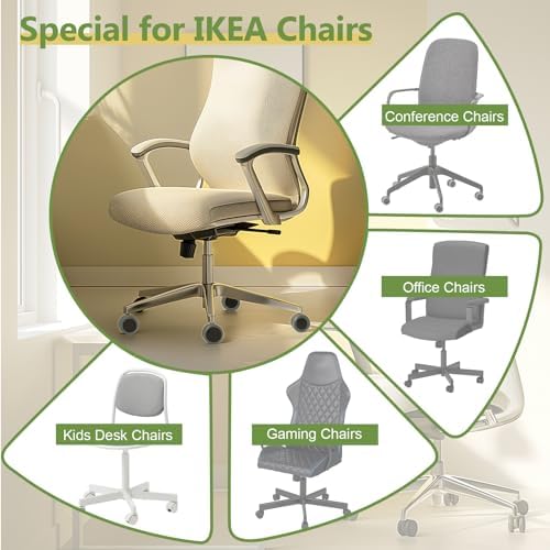 PChero 2" Office Chair Wheels Replacement for lKEA Chairs, 10mm Stem