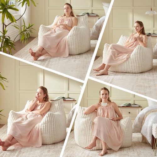 Achicsofar Bean Bag Chair for Adults Teens, Comfy Faux Fur Beanbag Armchair