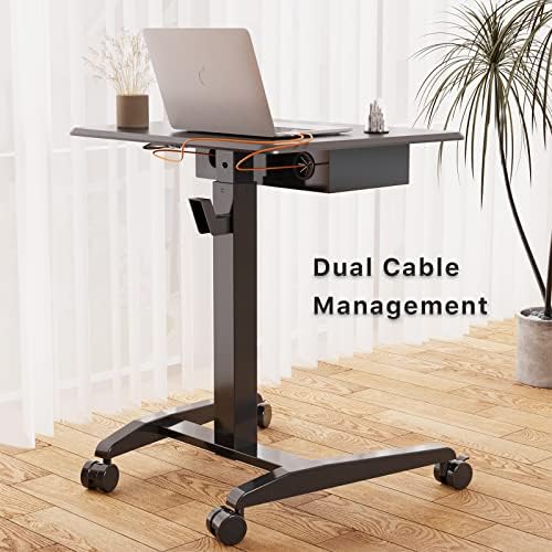 JOY worker Rolling Laptop Desk with Drawer, 28" Black Mobile Standing Desk