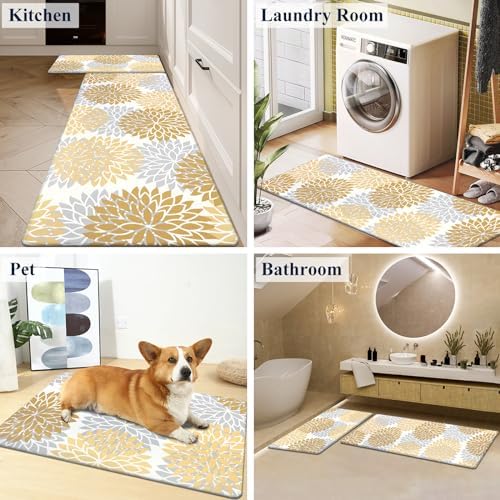 HEBE Anti Fatigue Kitchen Rugs Set of 2, Cushioned Kitchen Mats for Floor