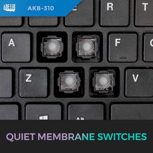 Adesso AKB-310UB Wired USB Mini Trackball Keyboard, Black
