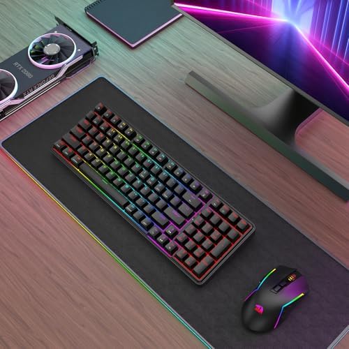 Redragon S162 3-Mode Wilreess Gaming Keyboard & Mouse Combo, 99 Keys K744 RGB GamingKeyboard and 8000 DPI M693 Gaming Mouse Bundle