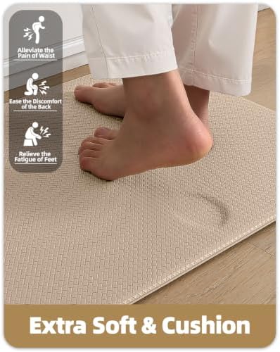 Color&Geometry Kitchen Mat for Floor 17x79 Anti Fatigue Easy Clean, Beige