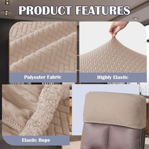 Stretch Office Chair Headrest Cover Jacquard Headrest Slipcover for Office Chairs Non Slip Head Rest Chair Furniture Protector for High Back Computer Chairs Set of 2 Beige