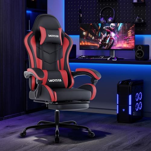 Ergonomic Gaming & Office Chair, Footrest, Racing Design Black/Red