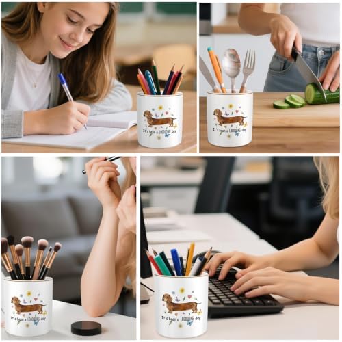 Large Capacity Ceramic Pen Holder, Dachshund