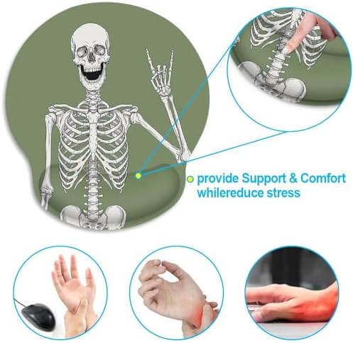 Britimes Ergonomic Mouse Pad with Wrist Support, Skull Skeleton