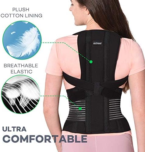 sicheer Posture Corrector for Women and Men Back Brace Straightener Shoulder Upright Support Trainer for Body Correction and Neck Pain Relief, Small(waist 26-33 inch)
