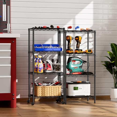 SINGAYE Small Wire 4 Adjustable Shelves Pantry Metal Shelf Floor Organizer