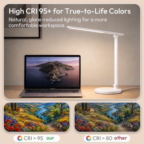 LED Desk Lamp for Home Office,Eye-Caring 9W Touch Desk Light, White