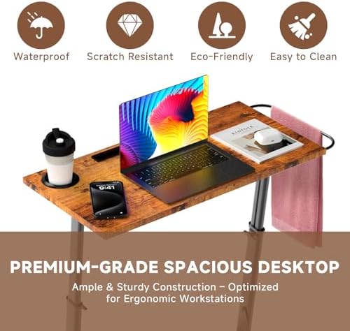 Adjustable Treadmill Walking Pad Desk, for Bike/Cycling Trainer, Workstation Standing Desk, Trainer Stand Table for Indoor, Treadmill Attachment-Exercise While Working or Watching TV, Rustic Brown