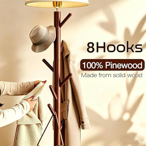 Floor Lamp with Coat Rack, 2-in-1 Entryway Standing Lamp with 7 Hooks, 3 Color Dimmable 78.8" Tall Lamps for Living Room Corner, Bedroom, Small Apartments & Foyers