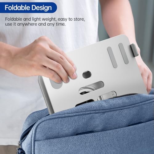 BESIGN Laptop Stand with 360° Rotating Base, Ergonomic Adjustable Notebook Riser, Foldable Computer Holder Compatible with 10-14" Laptops, LS11 Silver