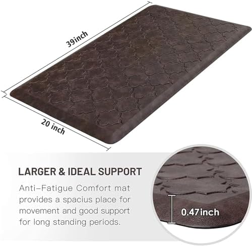 WISELIFE Kitchen Mat Cushioned Anti Fatigue Floor Mat, 20"x39", Brown