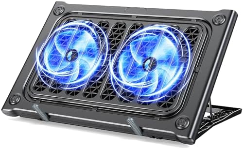 MOKURU Laptop Cooling Pad Stand, Laptop Cooler with 2 Silent Fans for 10-15.6 Inch Laptops,6 Levels of Height Adjustable Wind Speed with 2 USB Ports (Black)