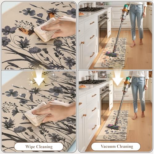 KIMODE Anti Fatigue Kitchen Mats for Floor,Farmhouse Kitchen Rugs Sets of 2