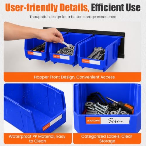 12pc Wall-Mounted Storage Organizer Set with Metal Rails Blue
