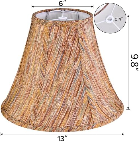 GO&SO Set of 2 Burgundy Vertical Stripe Fabric Bell Lamp Shades 6"x13"x9.8"