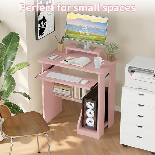 ALISENED 30 Inch Computer Desk, with Keyboard Tray & Monitor Stand