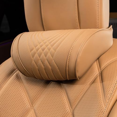 Car Headrest Pillow for Driving Memory Foam Palomino Brown 1 Pack