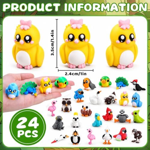 24Pcs 3D Printed Birds Animals Articulated Flexible 3D Printed Fidget Toys