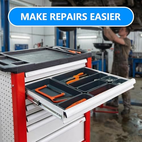 [50PCS IN 5 SIZE] Tool Box Organizer Tray, Toolbox Organizers, Tool Desk Drawer Organizer, Tool Organizers and Storage for Rolling Tool Chest Cart Cabinet Workbench Drill Bit Parts