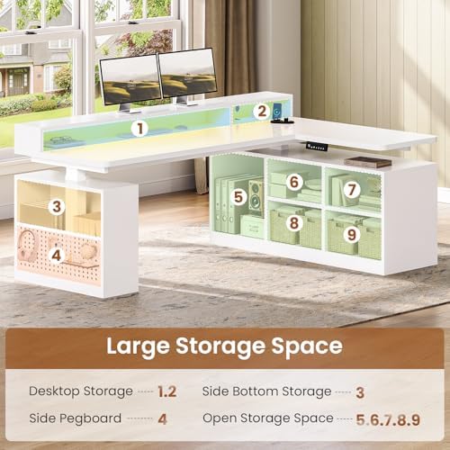SEDETA L Shaped Electric Corner Standing Desk with Storage, Monitor Stand