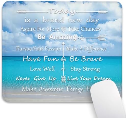 Inspirational Quote Tropical Beach Mouse Pad, Today is A New Day Desk Mat