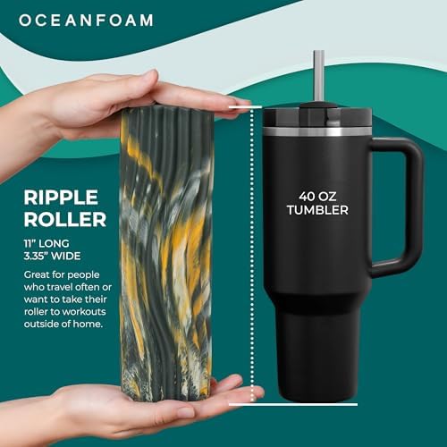 Oceanfoam Ripple Roller, Small Foam Roller (Hunter, Gold & Natural Marbled)