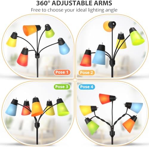 LED Floor Lamp, Medusa Adjustable Multi Head Modern Tall Standing Light