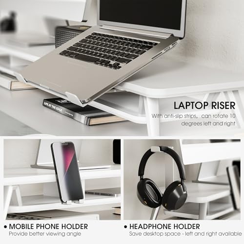 Fenge 42.5-Inch Monitor Stand Riser with Laptop, Phone & Headphone Holders