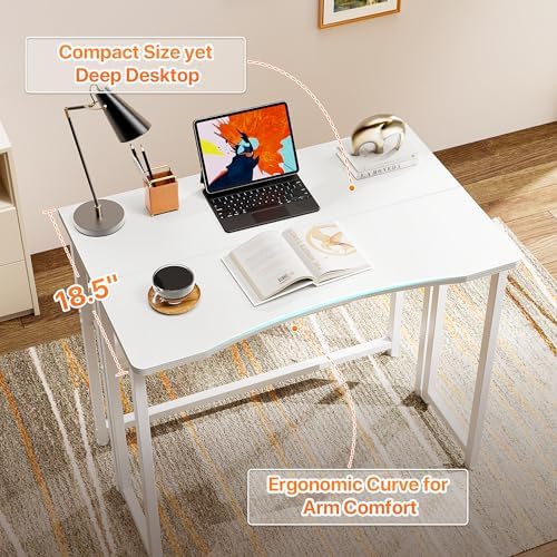 Huuger Folding Desk with Storage Shelf, 31.5 Inch Foldable Computer Table
