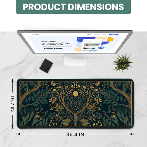 Aesthetic Desk Mat, Cute Hidden Bloom Desk Pad Protector for Work & Decor, 35.4" x 15.7", Pretty Non-Slip Extended Mouse Pad for Office or Home