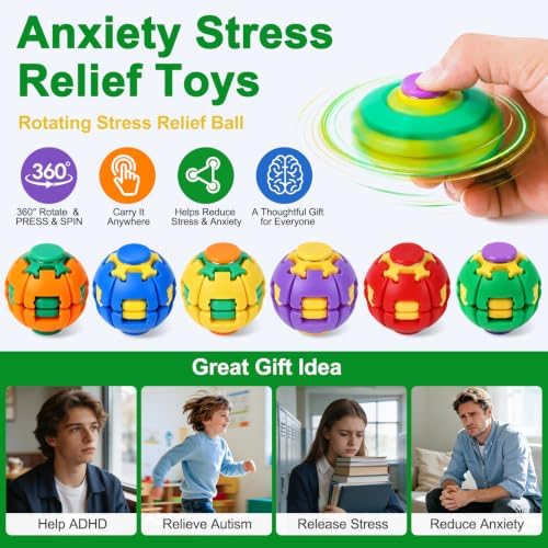 Press to Spin Fidget Spinner HelixCore Spin Stress Ball Sensory Fidget Toys