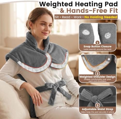 Tefici Electric Heating Pad for Back, Neck & Shoulders, 24"×33", Ultra Soft