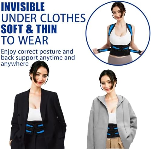 Posture Corrector for Women and Men - Adjustable Back Brace for Pain Relief - Enhances Posture and Provides Lumbar Support - Upper and Lower Back Straightener - Breathable Back Support (Small, Black)
