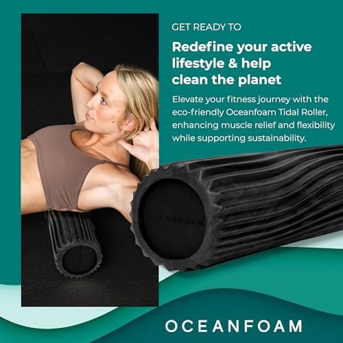 Oceanfoam Tidal Roller, Foam Roller for Exercise (Black & Charcoal Marbled)