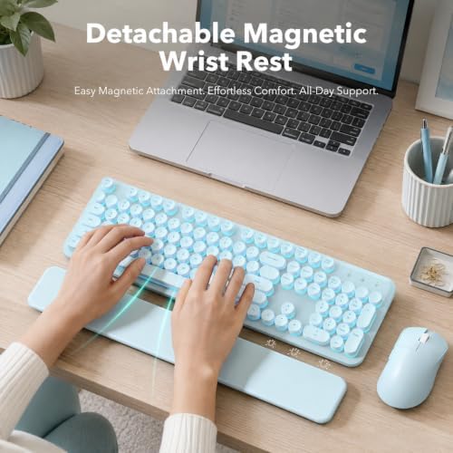 Rechargeable Backlit Wireless Keyboard and Mouse Combo, Magnetic Wrist Rest