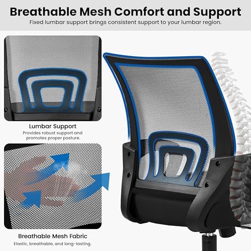 Yaheetech Mid-Back Mesh Computer Office Desk Chair Adjustable Swivel, Black