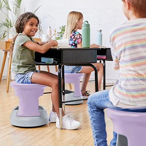 ECR4Kids Active Storage Wobble Stool, 15in Seat Height, Childrens Furniture, Light Purple/Light Grey