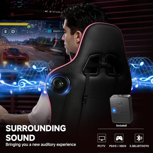 GTPLAYER Gaming Chair,Gamer Chair with Bluetooth and Adjustable Backrest,Seat Height Adjustable Computer Chairs with 3D Armrests,Video Game Chair with Footrest Speakers (Colourful)