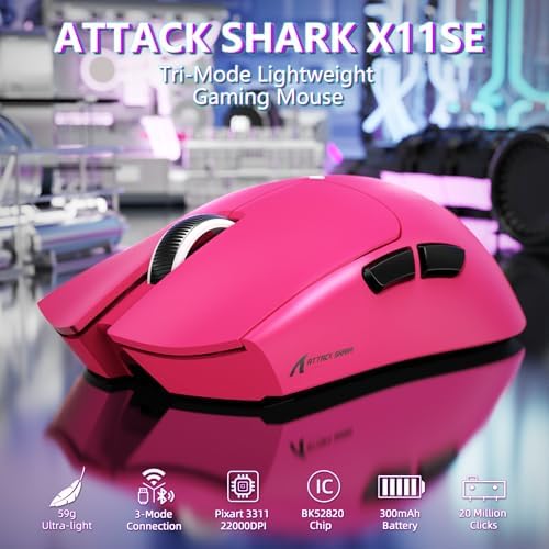 ATTACK SHARK X11 SE Tri Mode Lightweight Wireless Gaming Mouse - Berry Red