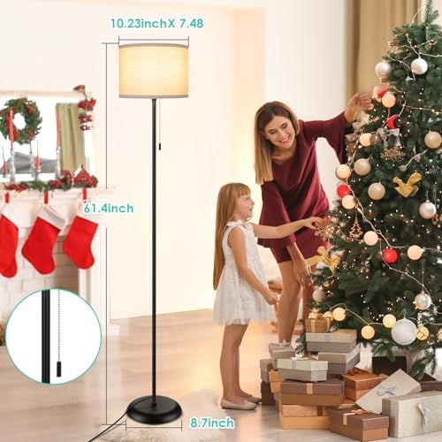 FOLKSMATE Floor Lamp for Living Room Modern Minimalist Tall Black