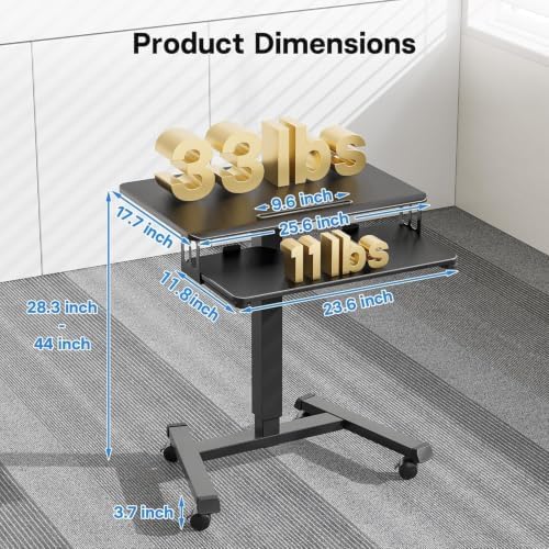 BONTEC Mobile Standing Desk with Keyboard Tray, Mobile Podium on Wheels