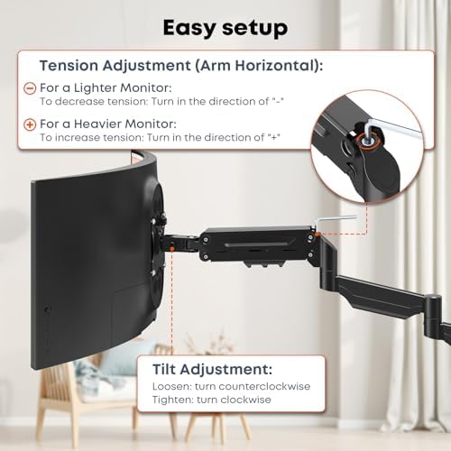 Monitor Wall Mount for 17''-32''-inch Screens - 30.28'' Extra Long Single Wall Mount Monitor Arm, Full Motion VESA Wall Bracket,75/100mm, Hold up to 19.8lbs, Black